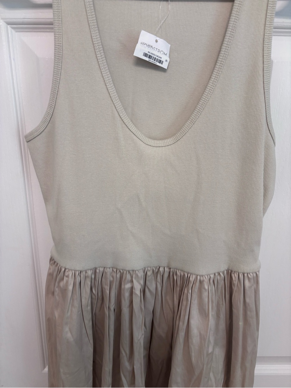 Nordstrom Beige Tank Bodice Satin Skirt Dress - Picture 6 of 12